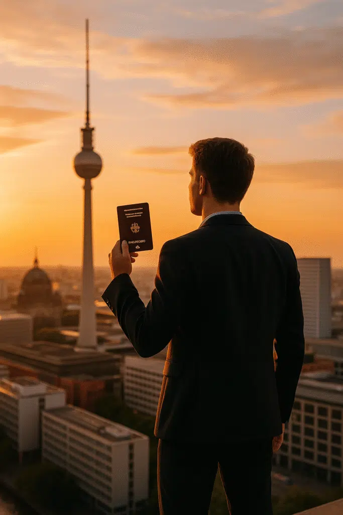 A man holding Berlin Passport