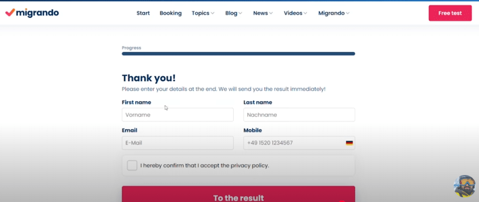 A screenshot of Migrando Website