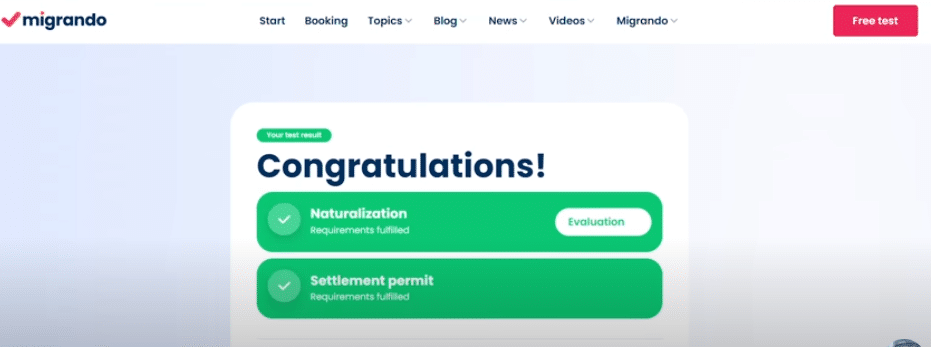 A screenshot of Migrando Website