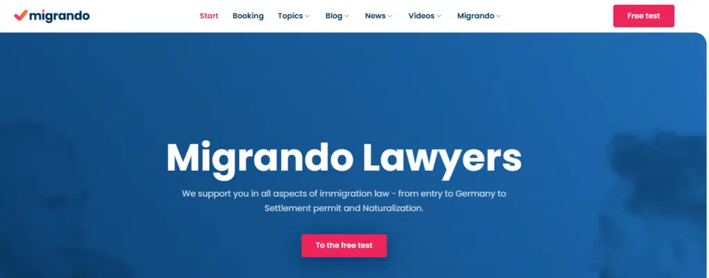 A screenshot of Migrando Website
