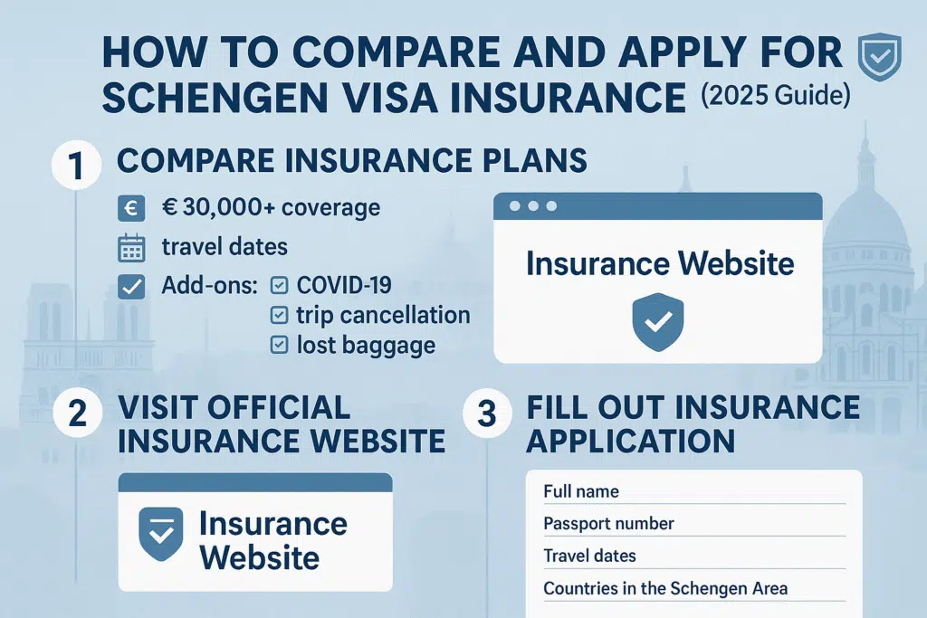 An infographics showing How to Apply Travel Insurance 