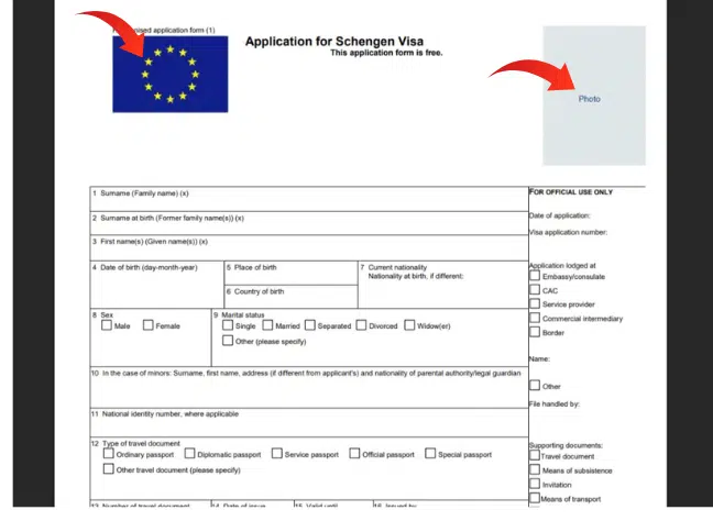 Schengen Visa Application Form