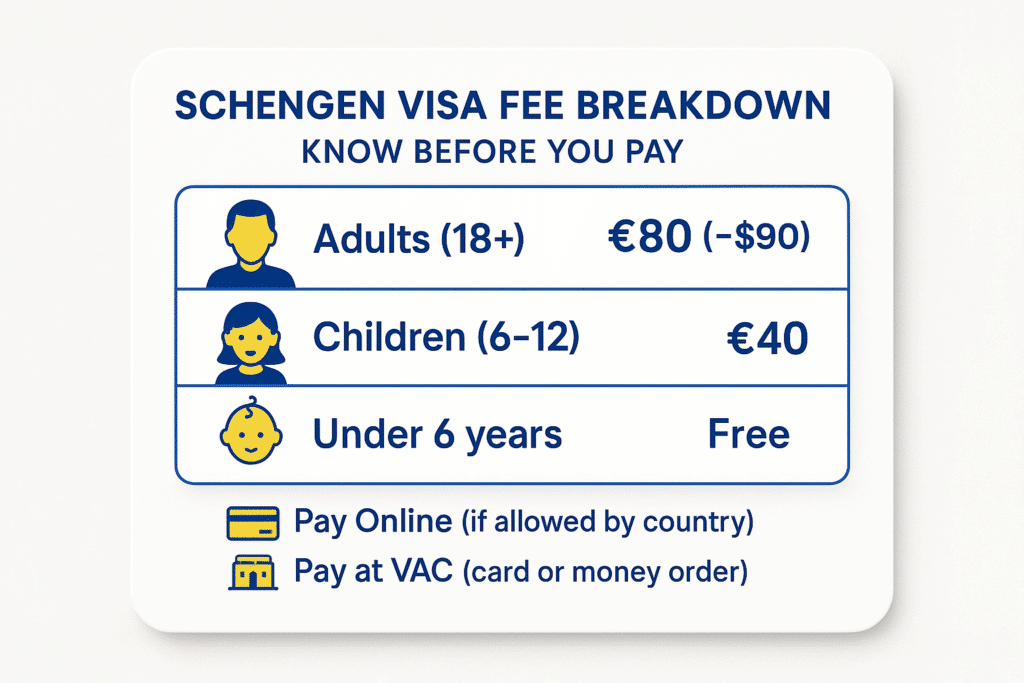 An infographics of Schengen Visa Fee