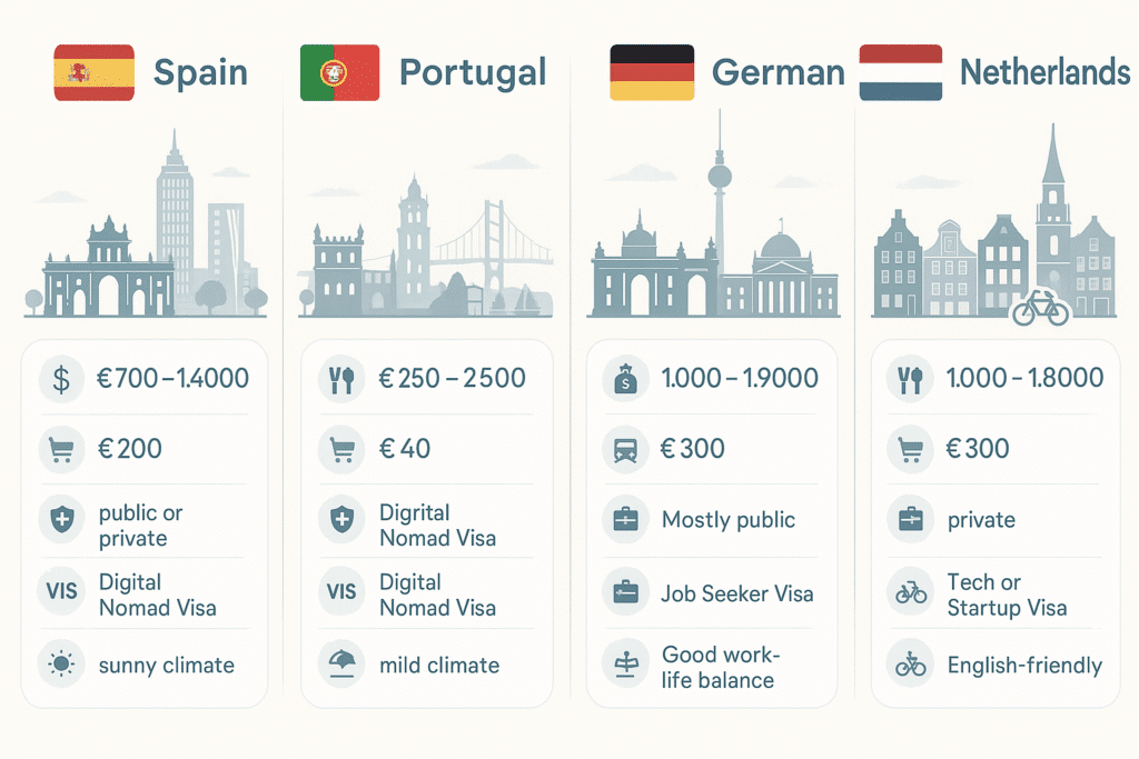 Europe Contries Comparison Chart