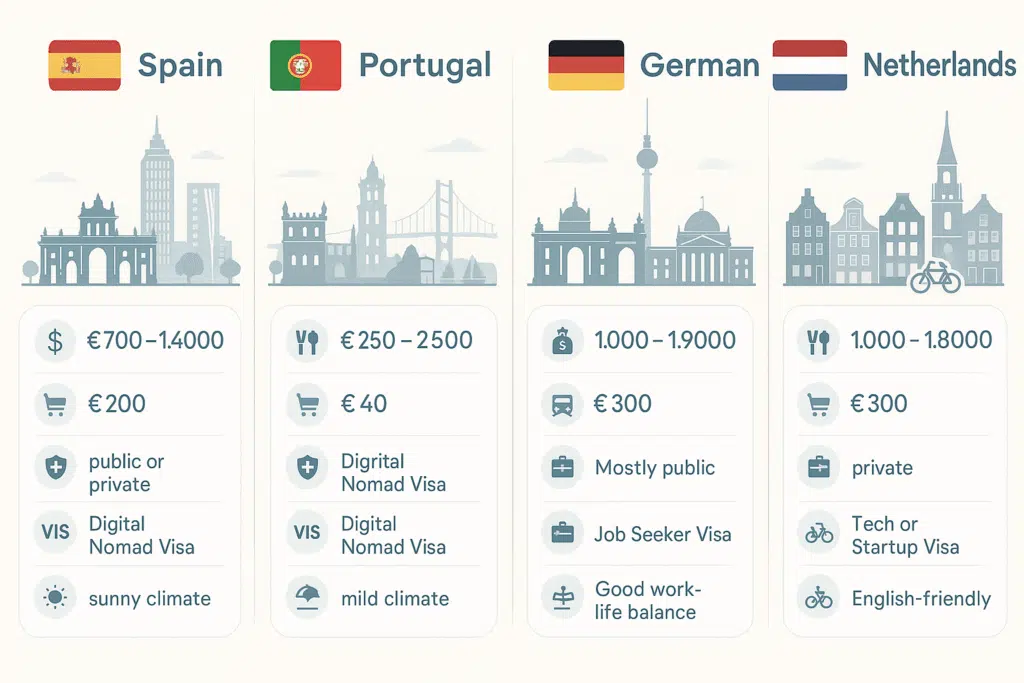 Europe Contries Comparison Chart