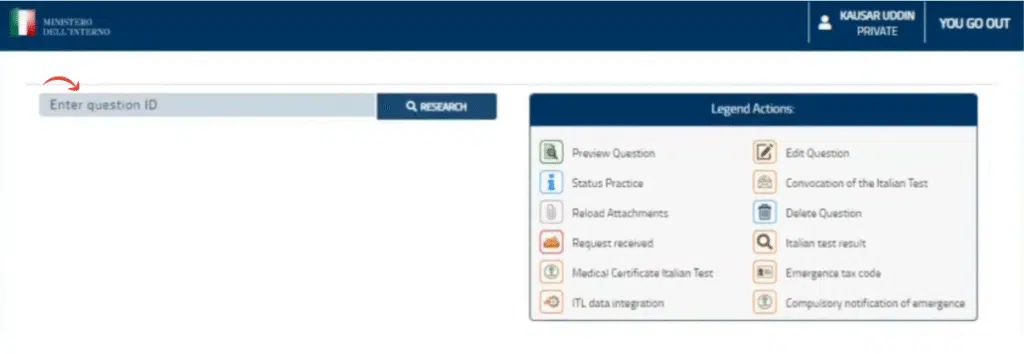 A screenshot of Portale Servizi
