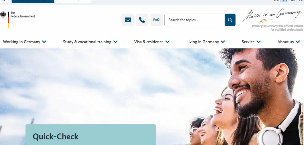 A Screenshot of Make it in Germany Website