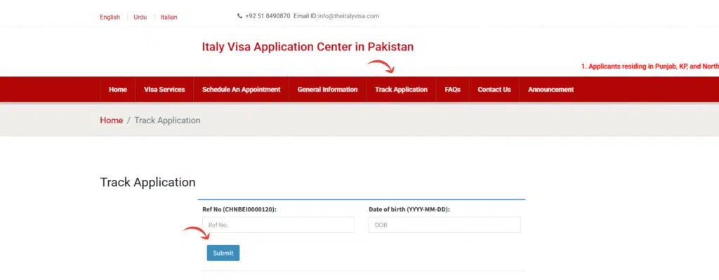 Track Visa Application