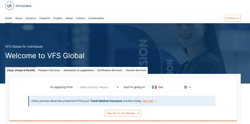 VFS Global for Italy Visa Application Tracking
