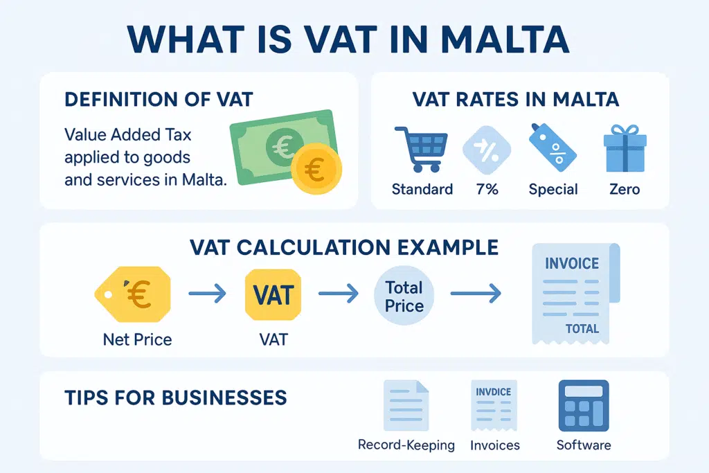 VAT on imported goods in Malta is a tax applied to all products brought into the country. It is calculated on the cost of the goods plus any customs duty and additional charges, ensuring compliance with Maltese VAT regulations. Businesses and individuals must account for this tax when importing items to determine the total payable amount