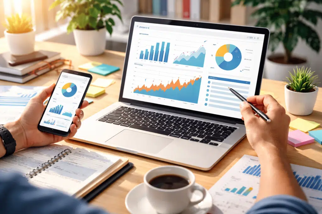 A Spanish expat finding jobs online on his laptop