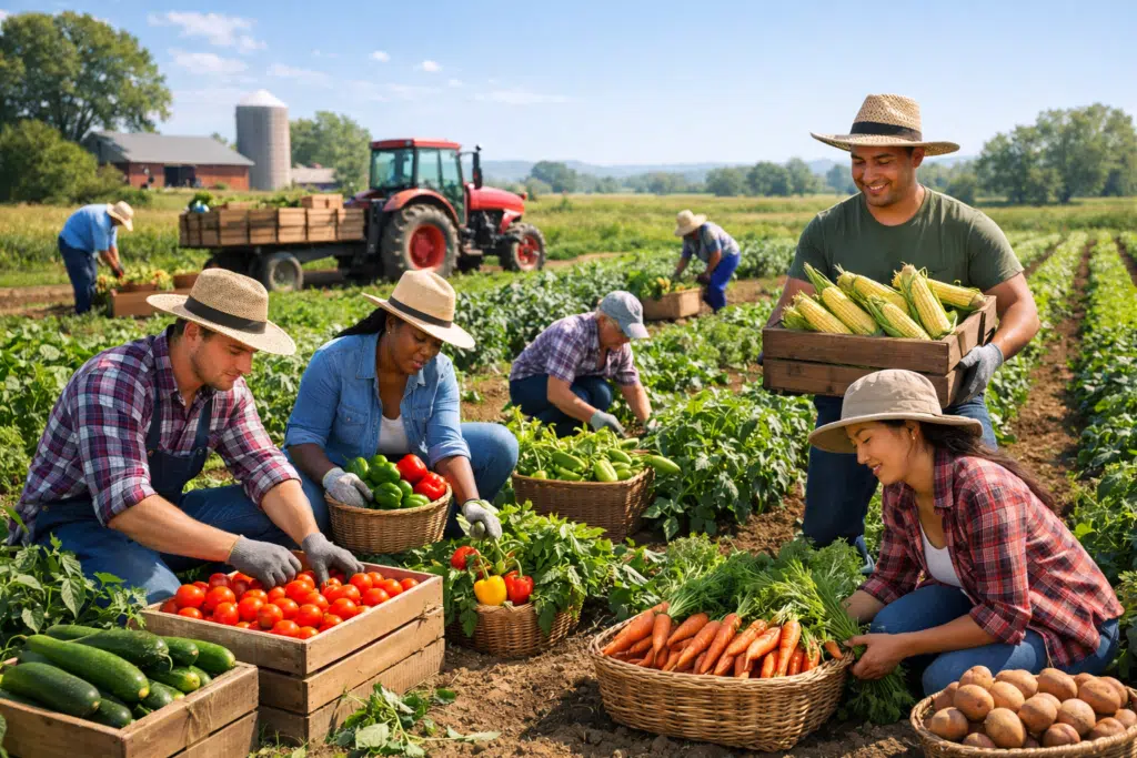 Some men and women working in agricultural feild