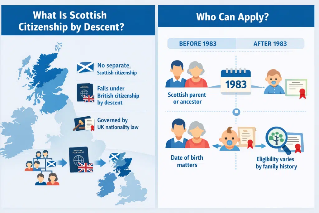 An Infographics on Who Can Apply for Scottish Citizenship by Descent?