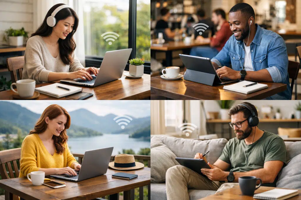 Photo of some people working remotely