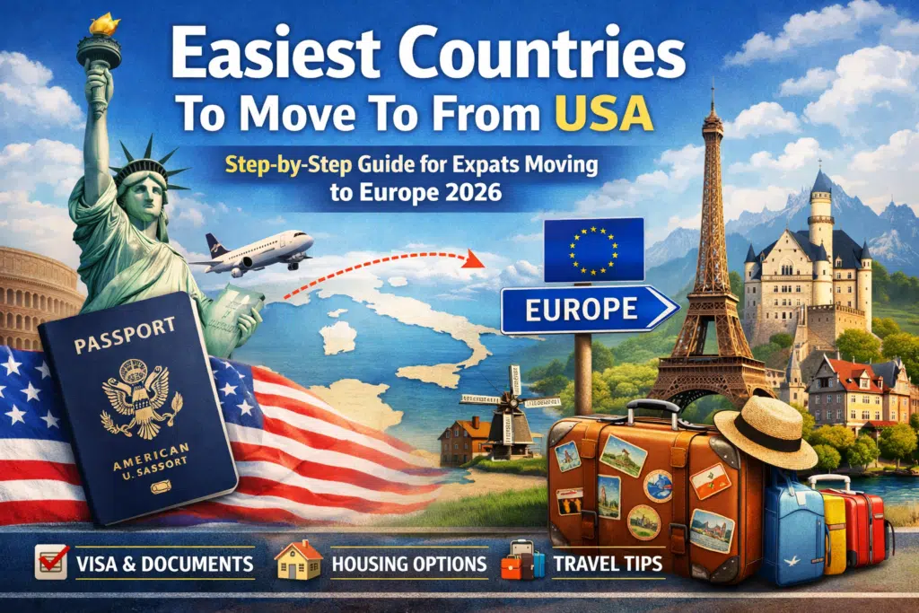 An Infographics on Easiest Countries Americans Can Move to in Europe