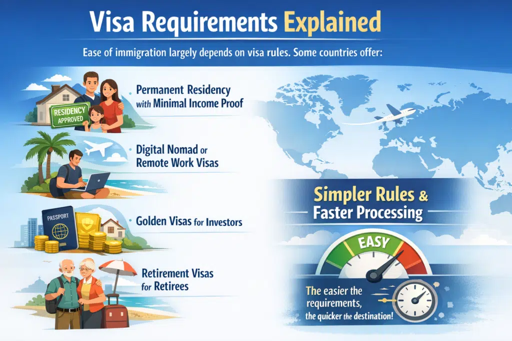 An Infographics with Visa Requirements explained