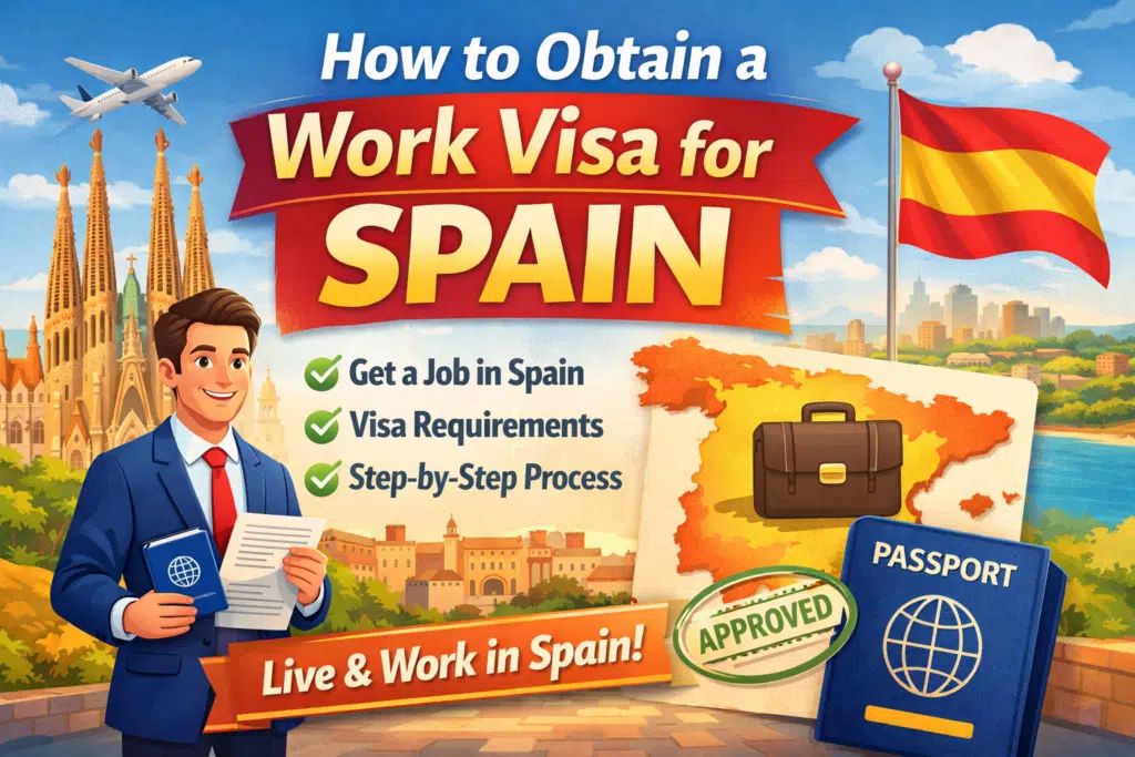 An Infographics on how to apply work visa for Spain