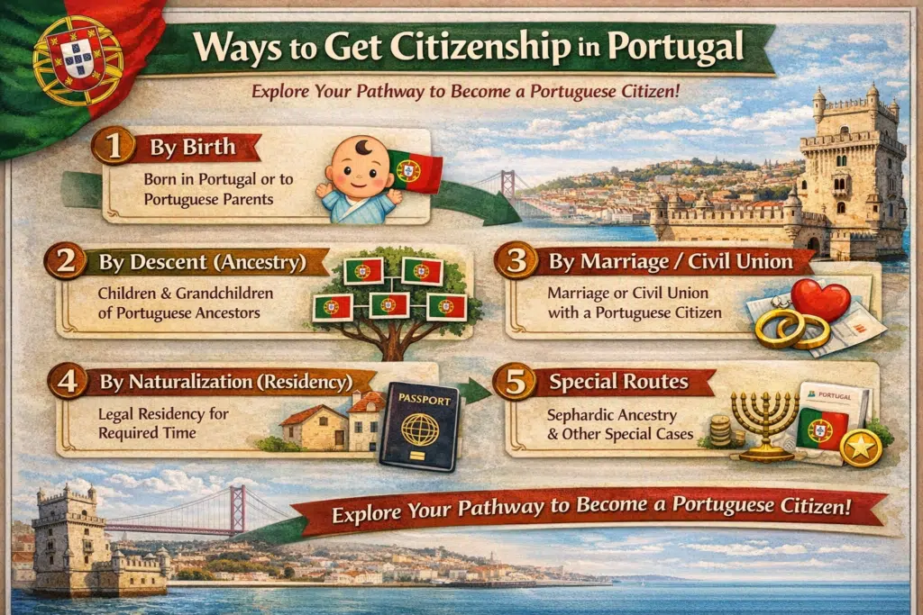 An Infographics on Ways to Get Citizenship in Portugal